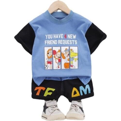 New Summer Baby Boys Clothes Suit Children Girls Fashion Cartoon Casual T-Shirt Shorts 2Pcs/Set Toddler Costume Kids Tracksuits