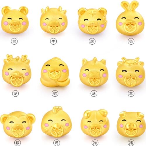 Original Chinese retro culture 12 zodiac Bracelet beads delicate cute designer unique ancient gold craft CHARM Silver Jewelry