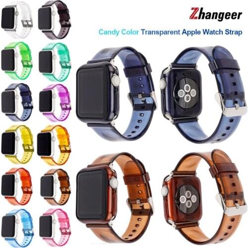 TPU Transparent Suit for Apple Watch Series 6 5 4 3 2 Soft Clear Strap+ Case 40mm 44mm 38mm 42mm for iWatch SE Band Accessories