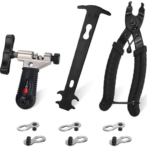 Bicycle Chain Repair Tool Kit, Cycling Bike Master Link Pliers Remover & Chain Breaker Splitter Cutter & Chain Wear Indicator