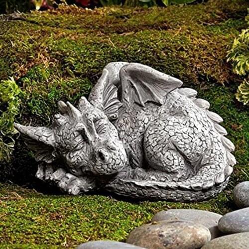 Sleeping Dragon Statue Mythical Animal Sculpture Resin Adorable Baby Dragon Art Sculptures Figurine for Indoor Home Garden Decor