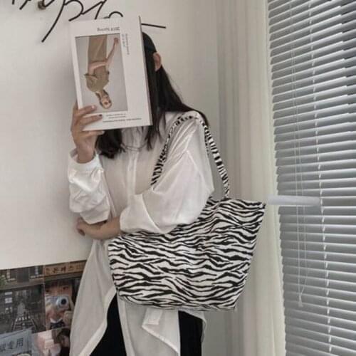 Shoulder Bag Female Luxury Tote Bag Women Bag Designer Handbag Purse Fashion Canvas Zebra Pattern Shopping 2021 High Capacity