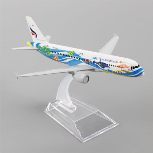 TAIHONGYU 16cm Airbus320 Thai Bangkok Fish Airplane Model w/Stand Diecast Collections Diecast Toys Plane Model