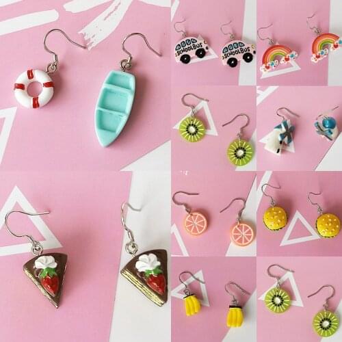 Funny Mini Ghoest Red Heart Cookies Drop Earrings 1Pair Fashion Wine Glass Asymmetry Jewelry Wedding 32 Styles Fruit Women 2020