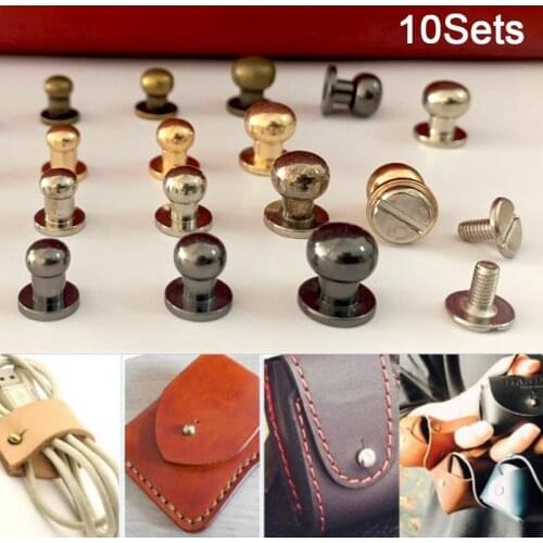 10Pcs Round Head Screw Nail Rivet Solid Brass Stud Spots Screwback Back For DIY Handmake Leather Bag Hardware Accessaries