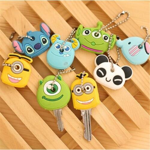 Lovely Cartoon Silicone Protective Key Case Cover For Key Control Dust Cover Holder Animation Figures key Pendant Key Holder