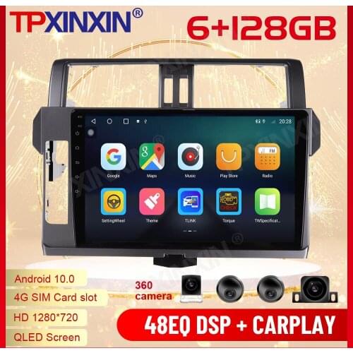 2 Din Carplay Android Radio Receiver Multimedia Stereo For Toyota Prado 2014 2015 2016 2017 GPS Navigation BT Recorder Head Unit
