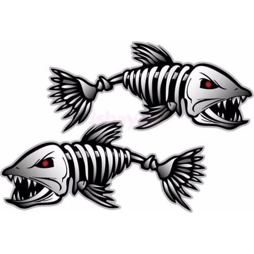 2Pcs Skeleton Fish Bones R&L Vinyl Decals Stickers Kayak Fishing Boat Car (C022) Hot