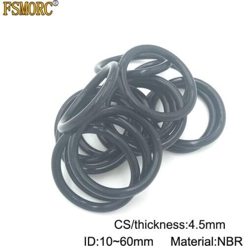 50pcs ID 10 12 13 14 15 19 21 27 28 30 33 36 38 39 46 50 60mm*4.5mm Thickness CS black NBR o ring seal Rubber Gasket Mechanical