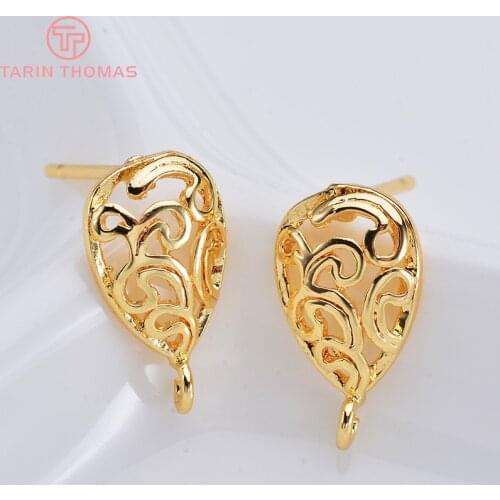 6PCS 13*14MM 24K Gold Color Brass with Zircon Star Stud Earrings Pins High Quality Diy Jewelry Findings Accessories