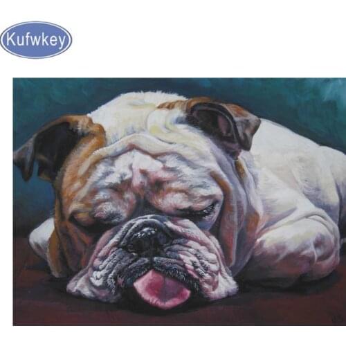 Kufwkey bulldog diamond painting Cross Stitch kits,full square Diamond Embroidery animal bulldog,Diamond Mosaic,pet,wedding art