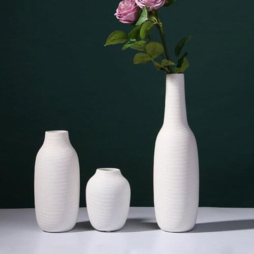 Nordic White Ceramic Flower Vase Fresh Flower Arrangement Home Decoration Crafts Desktop Display Artware Hydroponics Ornament