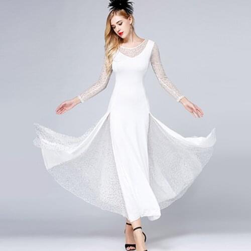White standard ballroom dresses women dance dress modern dance costumes waltz dresses rumba dance wear flamenco dress foxtrot