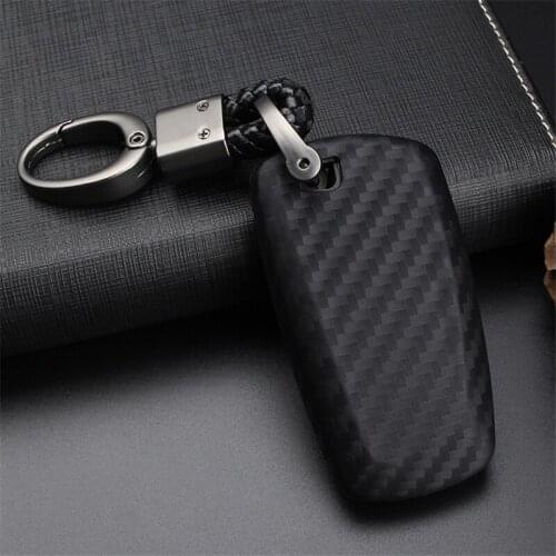 Carbon Fiber Pattern Car Key Cover with PU Leather Car Key Ring For BMW 520 525 730li 740 118 320i 1 3 5 7 Series X3 X4 M3 M4 M5