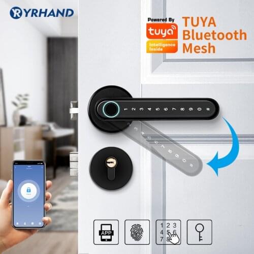 Tuya APP Fingerprint Door Lock Electronic Door Lock Digital Password Door Lock Lever Magnetic Door Handle Deadbolt Lock