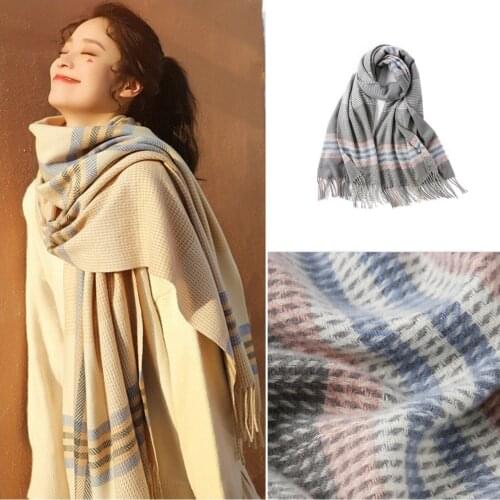 JTVOVO RUNMEIFA 2021New Herringbone Fringed Cashmere Womens Luxury Scarf Windproof And Warm Winter Wrap Scarf Shawl Bandana Tie