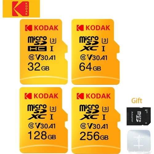 Original KODAK Micro-SD Card 256GB 128GB 64GB 32GB Memory Card TF Card V30 U3 100MB/S cartao de memoria Free SD Adapter