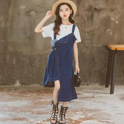 Summer Kids Clothing Set Teenage Girls Clothes T Shirts Tops and Jumpsuits Pants 2 Pcs Sets for Children Girl 4 6 8 10 12 14 Yrs