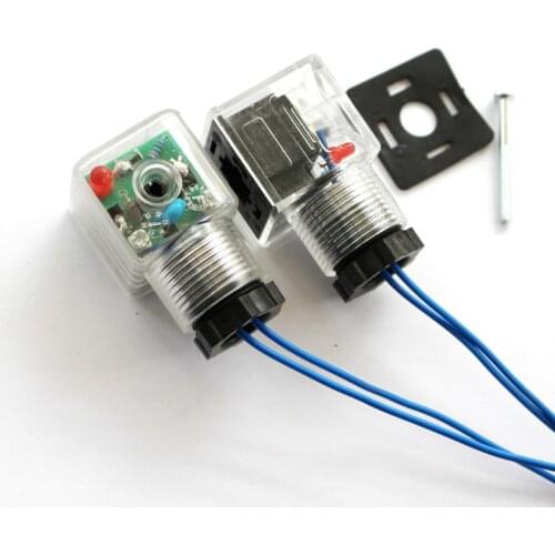 50PCS DIN Connector Box With Screw And Gasket Solenoids Coil Connector Led Indicator for AC voltage Tape line