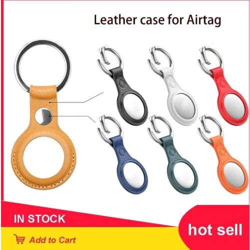 Leather Key Ring For Apple Airtags Case Tracker Accessories Anti-scratch Protective Sleeve Cover Shell Keychain Air Tag Case