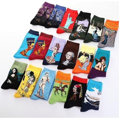 Van Gogh Socks Men And Women Oil Painting Design Cotton Sock Personality Art Mural Harajuku Skateboard Female Funny Socks Woman
