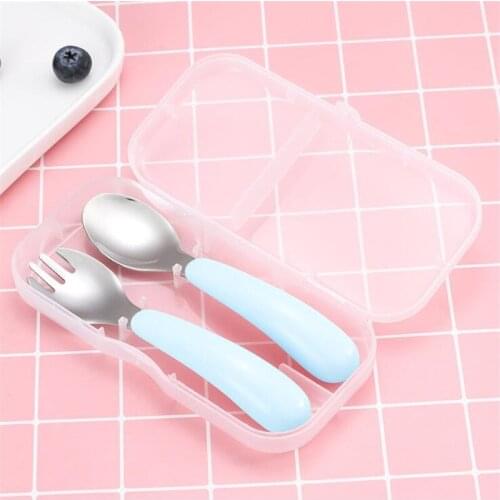 Baby Food Feeding Childrens Spoon Fork Baby Cutlery Set Childrens Utensils Childrens Tableware Cutlery Three Colors Optional