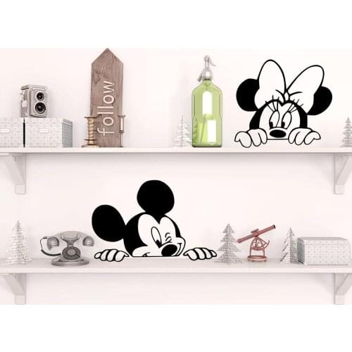 Disney Mickey Mouse Minnie Mouse Wall Stickers for Kids Room Baby Nursery room accessories home decal Car Decals accessories