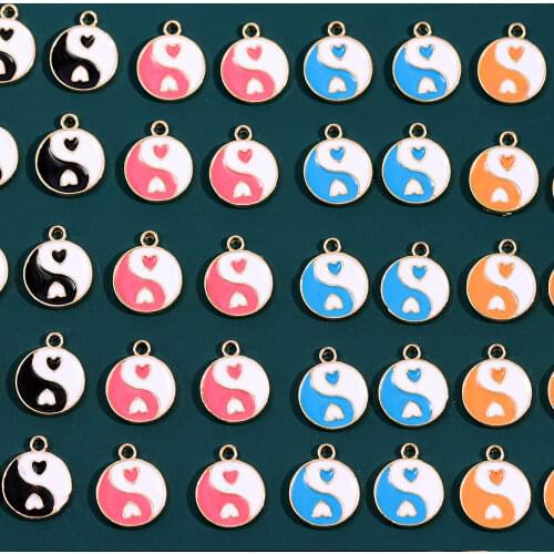 New Colorful Enamel Yin Yang Bagua Charms Pendant Mini Round Glazed Bagua Tai Chi Pendants For DIY Earrings Making Accessories