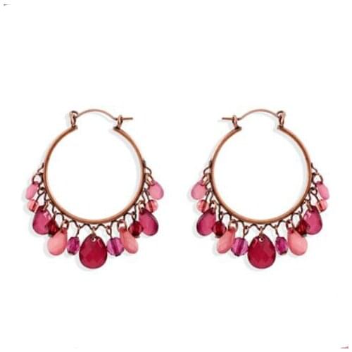 New Stylish Vintage Antique Coppery Round Circle Hoop Earrings for Women Rose Crystal Tassel Water Drop Hoops Earrings Gift