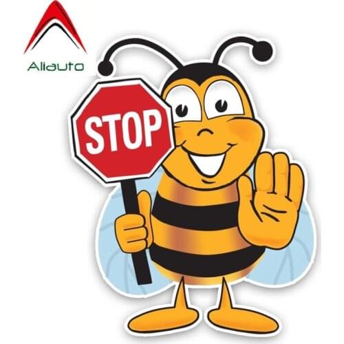 Aliauto Funny Car Sticker BEE STOP Decorate Decal Accessories PVC for Volkswagen Polo Ford BMW Audi.18CM*14CM