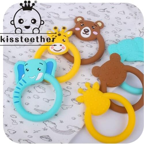 Kissteether New Baby Ainmal Molar Stick Bracelet Silicone Cartoon BPA Free Silicone Animal Product Chewing Pacifier Molar Gift
