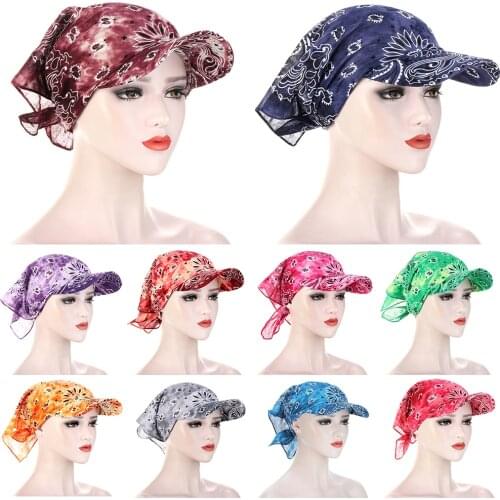 Outdoor Tie Dye Sunproof Sun Hat Windproof Summer Cap with Brim Print Bandana Women Fashion Sunprotection Headpeice Candy Color