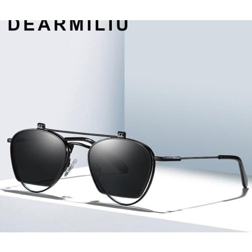 DEARMILIU Unisex Vintage Flip Sunglasses Retro Oval Metal Frame Sun Glasses for Men Women Brand Designer Circle Glasses Oculos