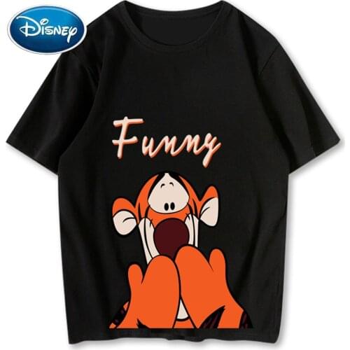 Disney Fashion Winnie the Pooh Tigger Cartoon Print Harajuku Women T-Shirt Tee O-Neck Pullover Short Sleeve Tops Femmes 12 Color