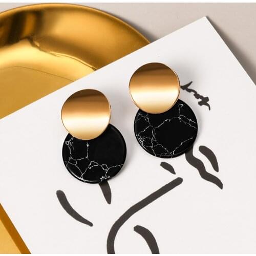 New Korean Statement Round Earrings For Women Vintage Geometric Gold Shell Dangle Drop Earrings kolczyki 2020 Fashion Jewelry