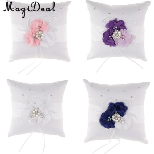Wedding Crystal Flower Ring Pillow Ring Bearer Cusion Wedding Prom