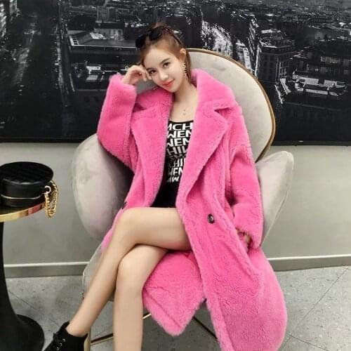 Wholesale autumn winter Korean version of womens loose imitation fur coat long hat imitation mink rabbit fur plush thick coat