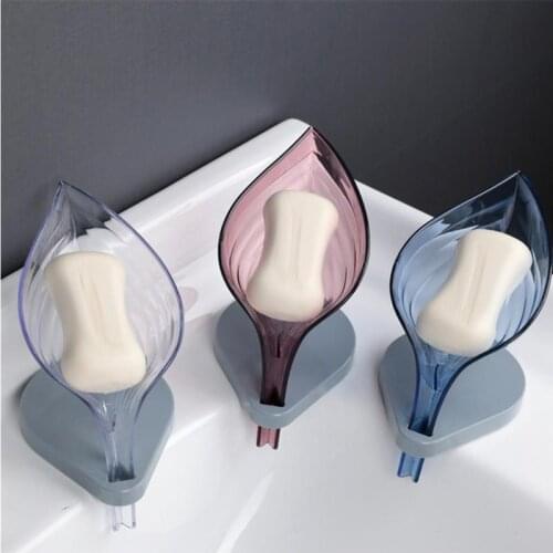 1Pc Creative Suction Cup Soap Holder Leaf Shape Draining Soap Dish Tray for Shower Bathroom Kitchen