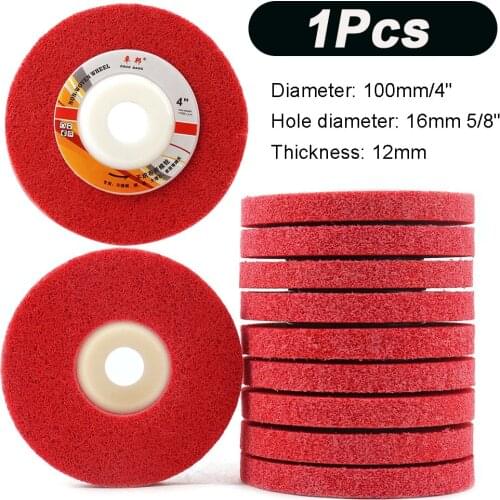 100mm 4" Nylon Abrasive Fiber Polishing Buffing Wheel 3/5" Angle Grinder Mounting Hole White Red for Grinding Metal Wood