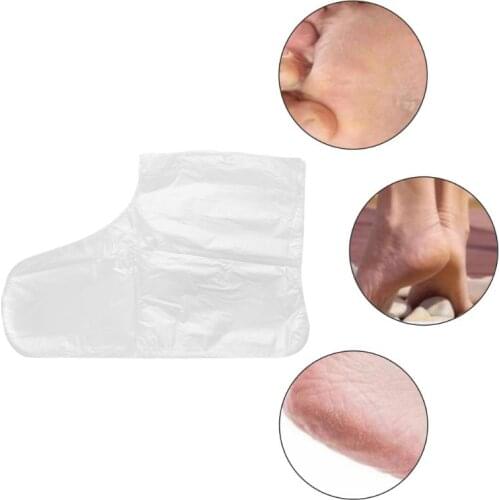 100Pcs/Pack Disposable Plastic Foot Covers Transparent Shoes Cover Paraffin Bath Wax SPA Therapy Bags Liner Booties for Men C1FF