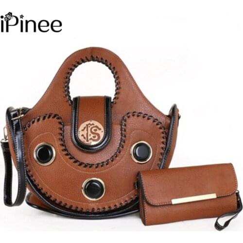 IPinee 2pcs/Set Vintage Luxury Handbag Women Bags Europe and America Style Crossbody Bags Shoulder Bag Casual Shell Tote Ladie