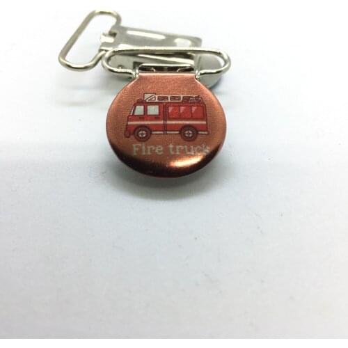 25pcs 1'' 25mm Enamel Fire Truck Baby Pacifier Holder Suspender Clips