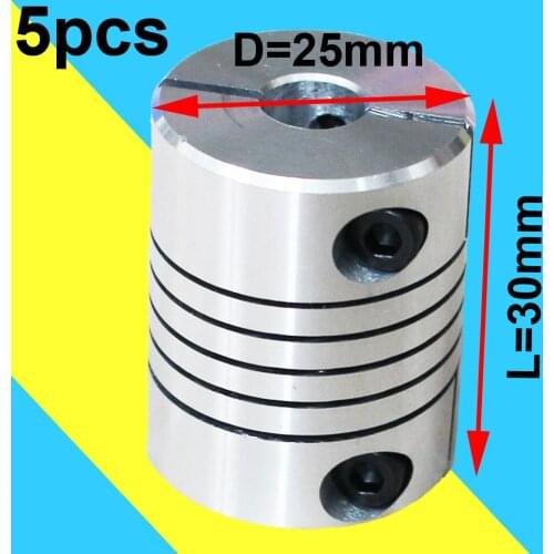 5Pcs CNC Motor Ball Screw Flexible Couplings Shaft Coupler 5 6 6.35 8 10 12.7 1/2", 1/4" Inch .25