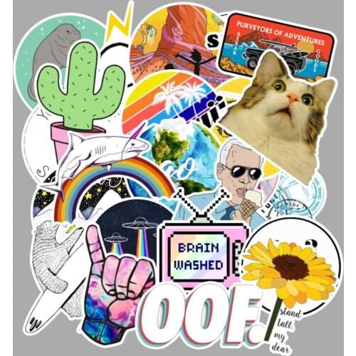 53pcs Hipster Meme Stickers Aesthetic Scrapbook Graffiti Stickers Students Funny Sticker for Travel Luggage Skateboard Laptop