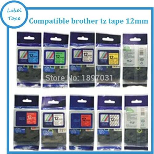 7 PK Mixed colors TZ-131 TZ- 231 TZ-431 TZ-531 TZ-631 TZ-731 TZ-831 compatible tze label tape P-Touch PT-d200 - 12mm