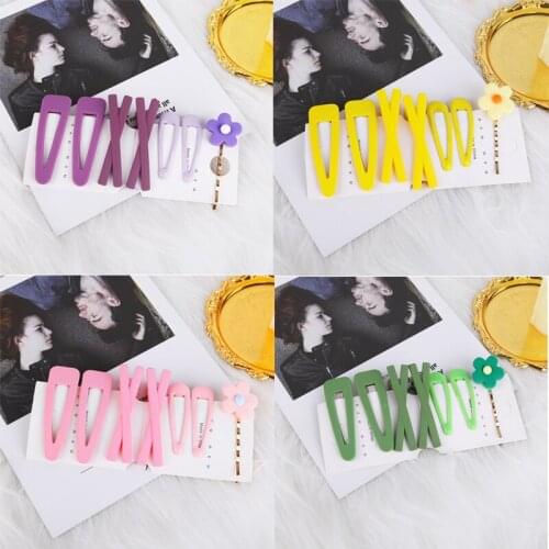 7pcs/set Women girls Sweet Hair clips Hairpins Hair barrettes fashion candy color Floral hairclips dress girls hair accessories