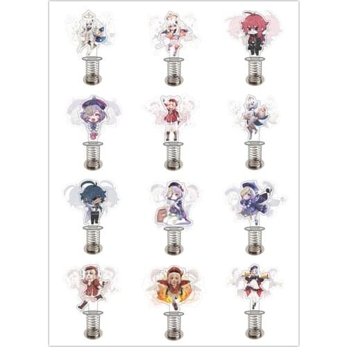 Anime Genshin Impact Diluc Keqing Klee Qiqi Zhongli Xiao Hu Tao Cartoon Shake Fighter Spring Stand Model Plate Desktop Toy