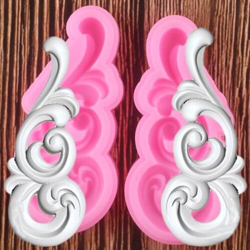 Baroque Scroll Relief Border Silicone Mold 3D Frame Cupcake Topper Fondant Cake Decorating Tools Candy Chocolate Gumpaste Moulds