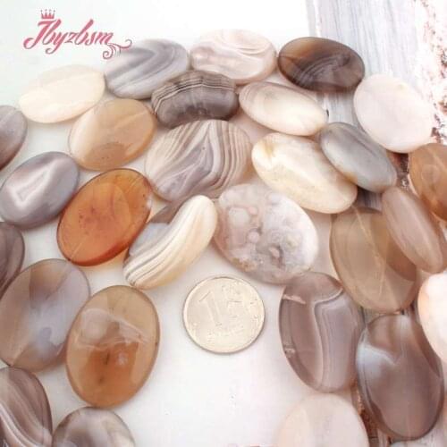 18x25mm 22x30mm Oval Botswana Agates Natural Stone Spacer Beads for DIY Charm Accessories Necklace Bracelet Jewelry Making 15"