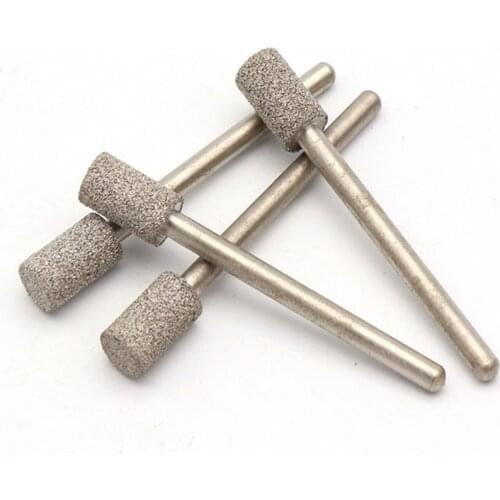 1/5/10PCS 2.5-6mm Brazing Diamond Burrs Grinding Bits Cylinder for Dremel Glass Ceramics